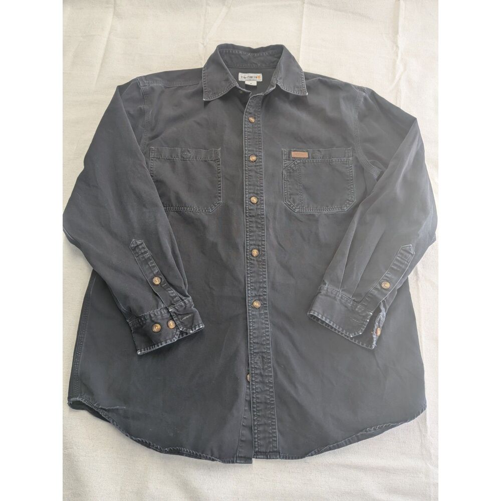 Heritage Workwear Gorpcore Size M Carhartt Black Cotton Button Up Shirt